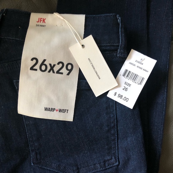 NWT Warp + Weft JFK Skinny Jeans Rinse Wash Denim Sz 26 x 29 New - Picture 3 of 8
